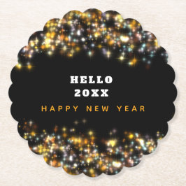 Modern Black Happy New Year Gold Glitzer Sparkling Untersetzer