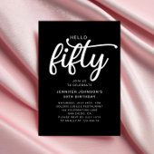Modern Black Hello 50. Geburtstag Einladung
