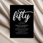 Modern Black Hello 50. Geburtstag Einladung