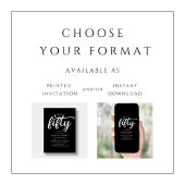 Modern Black Hello 50. Geburtstag Einladung