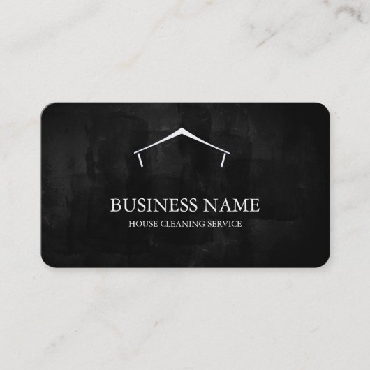 Modern Black House Cleaning Service House Logo Visitenkarte (Vorderseite)
