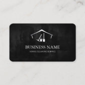 Modern Black House Cleaning Service House Logo Visitenkarte (Vorderseite)