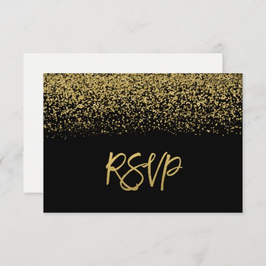 Modern Black Imitats Gold Glitzer UAWG RSVP Karte (Vorne/Hinten)