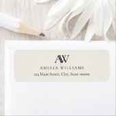 Modern Black Ivory Elegant Monogram Return Address (Insitu)