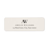 Modern Black Ivory Elegant Monogram Return Address (Vorne)