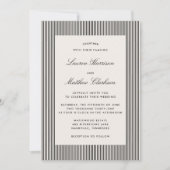 Modern Black & Ivory Striped Wedding Invitation Einladung (Vorderseite)
