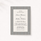 Modern Black & Ivory Striped Wedding Invitation Einladung