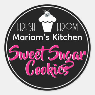 Modern Black Kristall Cupcake Cake Cake Konditorei Runder Aufkleber