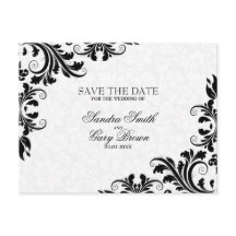 Modern Black Lace White Damask
