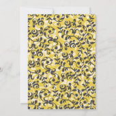 Modern Black Leaf Scroll Bridal Dusche Einladung (Rückseite)