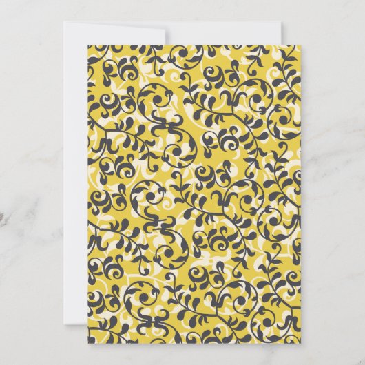 Modern Black Leaf Scroll Bridal Dusche Einladung (Rückseite)