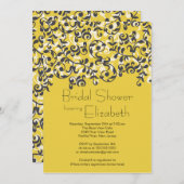 Modern Black Leaf Scroll Bridal Dusche Einladung (Vorne/Hinten)