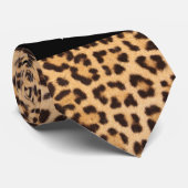 Modern Black Leopard Print Monogram Mens Krawatte (Gerollt)
