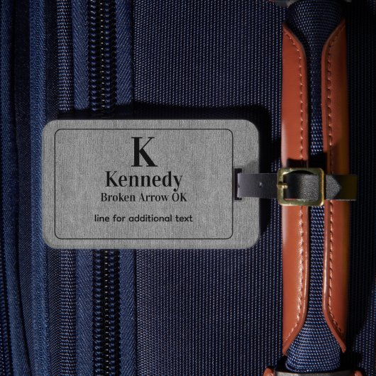  Modern Black Lettering Light Grey Denim Print Gepäckanhänger (Vorderseite Insitu 4)