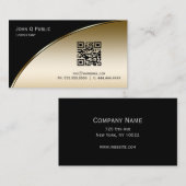 Modern Black Light Gold QR Elegant Beruflich Visitenkarte (Vorne/Hinten)