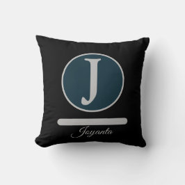 Modern Black Light greay Monogram Elegant Kissen