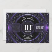 Modern Black Lila 18. Geburtstagsparty Einladung (Vorderseite)