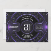 Modern Black Lila 21. Geburtstag Party Einladung (Vorderseite)