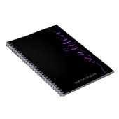 Modern Black Lila Name Monogram Initial Notebook Notizblock (Rechte Seite)