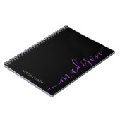 Modern Black Lila Name Monogram Initial Notebook Notizblock (Linke Seite)