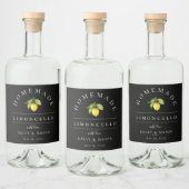 Modern Black Limoncello Getränkesiegel Alkoholflaschenetikett (Flaschen)
