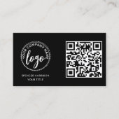 Modern Black Logo QR Code Template Visitenkarte (Vorderseite)