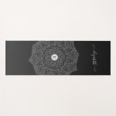 Modern Black Mandala Monogram Yoga Mat Yogamatte (Vorderseite (Horizontal))