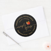Modern Black Maple Sirup Label Leaf Script Runder Aufkleber (Umschlag)