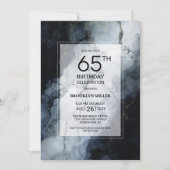 Modern Black Marble 65. Geburtstagsparty Einladung (Vorderseite)