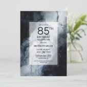 Modern Black Marble 85. Geburtstagsparty Einladung (Stehend Vorderseite)