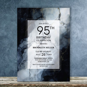 Modern Black Marble 95. Geburtstagsparty Einladung