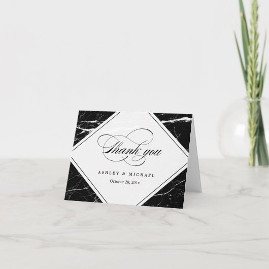 Modern Black Marble Textur Vielen Dank Dankeskarte (Vorderseite)
