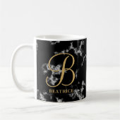 Modern Black Marmor Gold Typografy name monogram Kaffeetasse (Links)