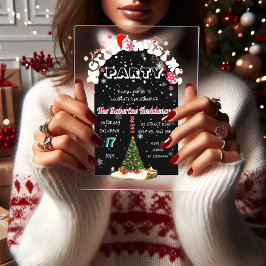 Modern Black Merry Christmas Graffiti Party Acryleinladungen