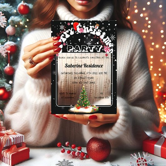 Modern Black Merry Christmas Graffiti Party  Acryleinladungen