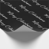 Modern Black Merry Weihnachts-Script-Geschenk Geschenkpapier (Ecke)