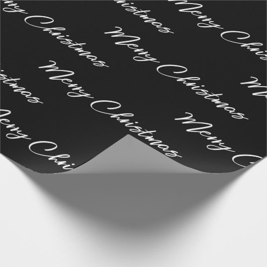 Modern Black Merry Weihnachts-Script-Geschenk Geschenkpapier (Ecke)