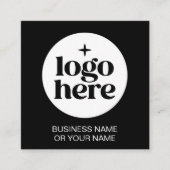 Modern Black Minimal QR Code Logo Quadratische Visitenkarte (Vorderseite)