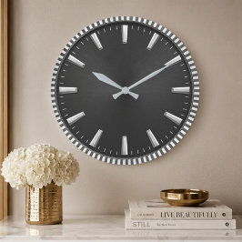  Modern Black Minimalist Luxury Contemporary Home  Große Wanduhr