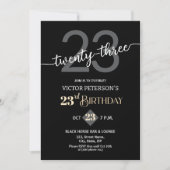 Modern Black Minimalist Men 23rd Birthday Party Einladung (Vorderseite)