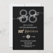 Modern Black Minimalist Men 88th Birthday Party Einladung (Vorderseite)