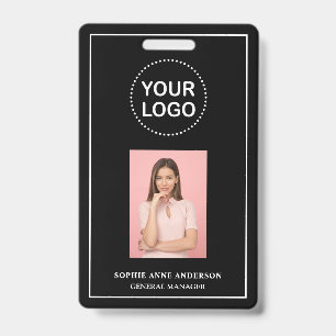Modern Black Minimalist QR Code Business Employee  Ausweis