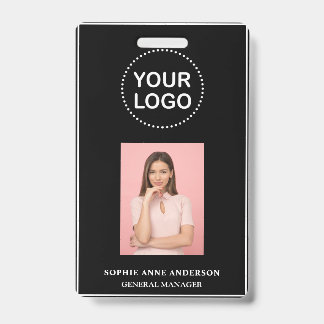 Modern Black Minimalist QR Code Business Employee Ausweis