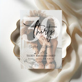 Modern Black Minimalist Thirty 30th Birthday Party Einladung