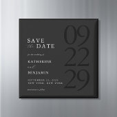 Modern Black Minimalist Wedding Magnet