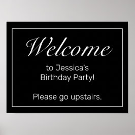 Modern Black Minimalistisch Birthday Welcome Sign Poster