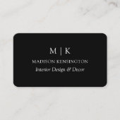 Modern Black Minimalistisch Monogram oder Add Logo Visitenkarte (Vorderseite)