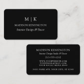 Modern Black Minimalistisch Monogram oder Add Logo Visitenkarte (Vorne/Hinten)