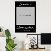 Modern Black Minimalistisch Quinceñera Foto Prop Poster (Heimbüro)