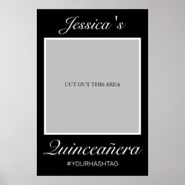 Modern Black Minimalistisch Quinceñera Foto Prop Poster